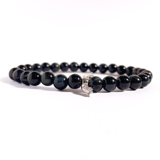 Brățară Blue Tiger Eye cu element central din argint 925, 6 mm