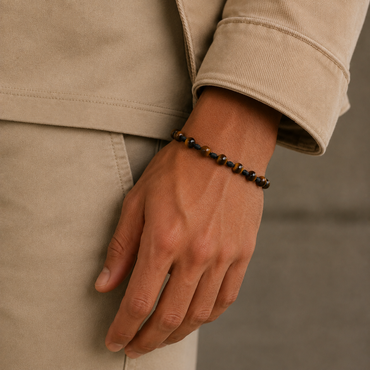 brățară ceramică bej 6mm reglabilă handmade pe șnur negru