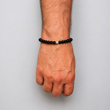 Brățară Onix Mat cu element skull din argint 925 și bilă de 6 mm