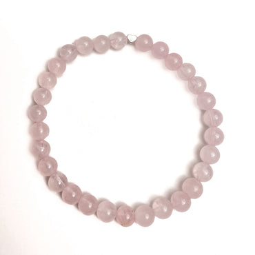 Brățară Quartz Roz cu inimă din argint 925, elastică, pentru femei