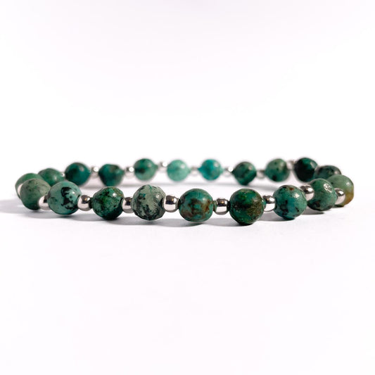 Brățară Turcoaz African cu bile din argint 925, 6 mm, unisex