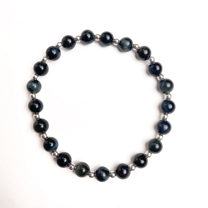 Brățară Blue Tiger Eye cu bile din argint 925, 6 mm, unisex