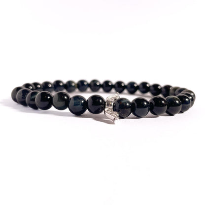 Brățară Blue Tiger Eye cu element central din argint 925, 6 mm