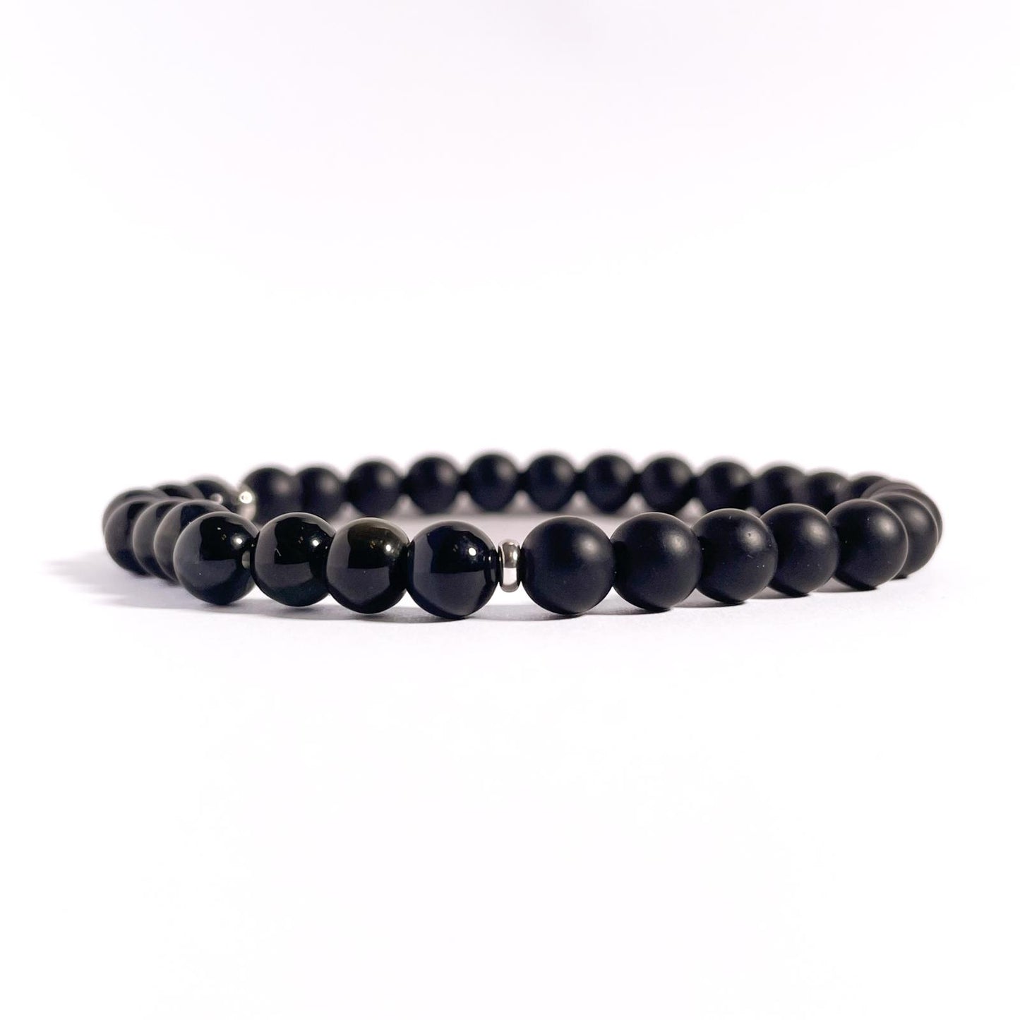 Brățară Blue Tiger Eye și Onix mat cu bile din argint 925, 6 mm, unisex
