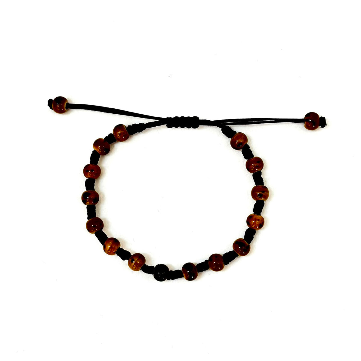 brățară ceramică bej 6mm reglabilă handmade pe șnur negru