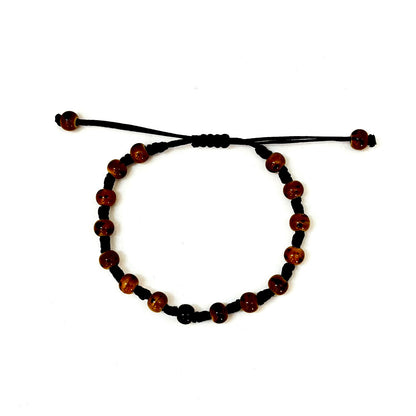 brățară ceramică bej 6mm reglabilă handmade pe șnur negru