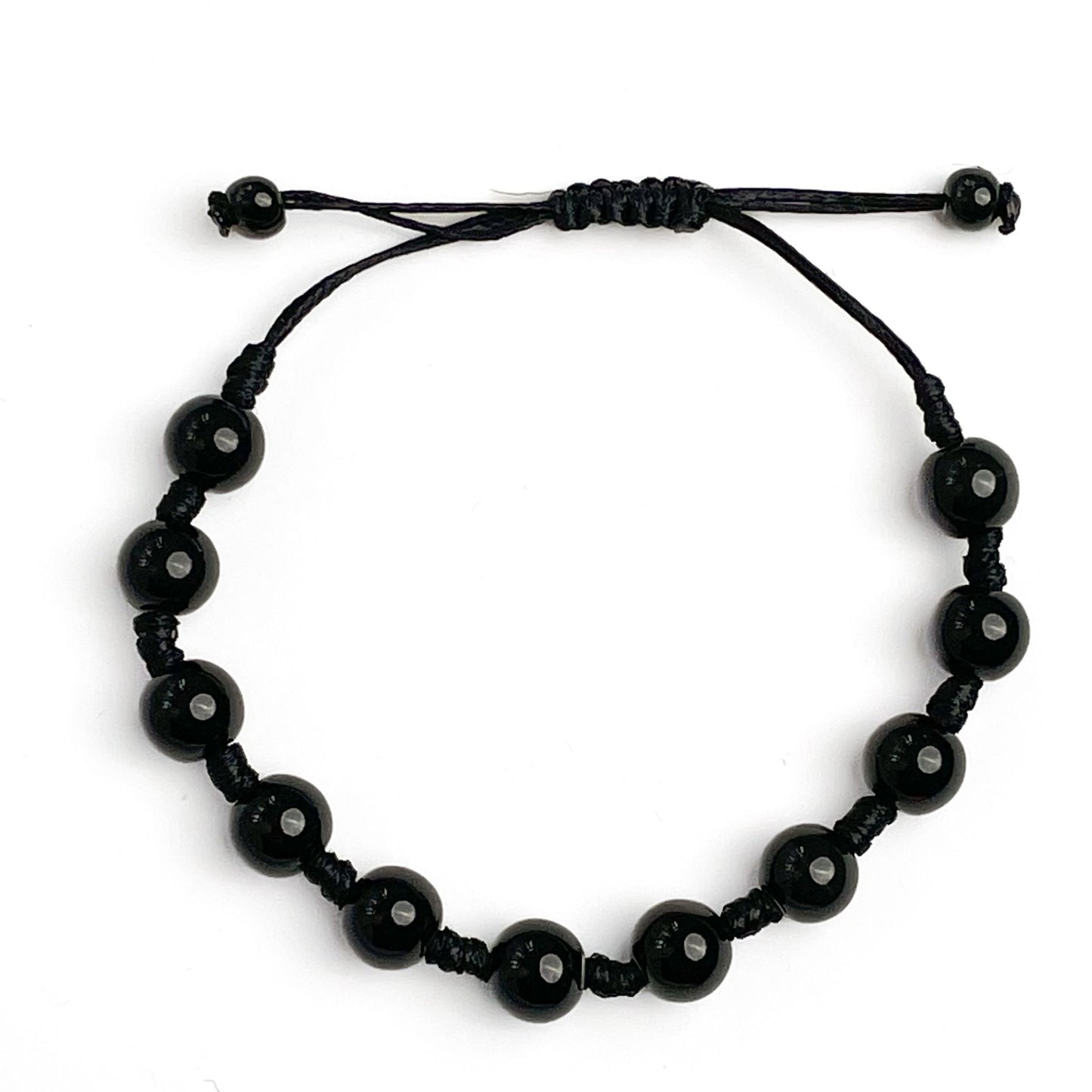 brățară ceramică neagră 10mm reglabilă handmade pe șnur negru