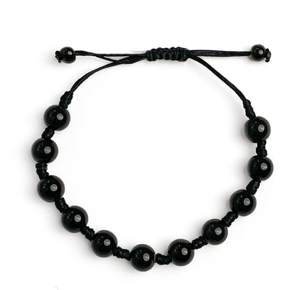 brățară ceramică neagră 10mm reglabilă handmade pe șnur negru