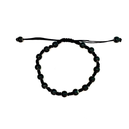 brățară ceramică neagra 6mm reglabilă handmade pe șnur negru