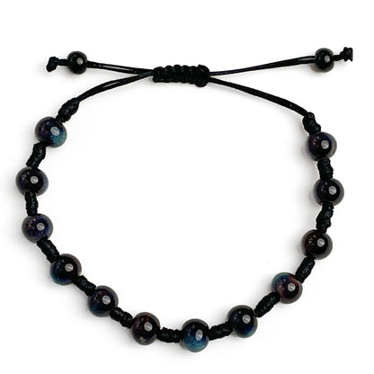 brățară ceramică negru albastru reglabilă handmade pe șnur negru