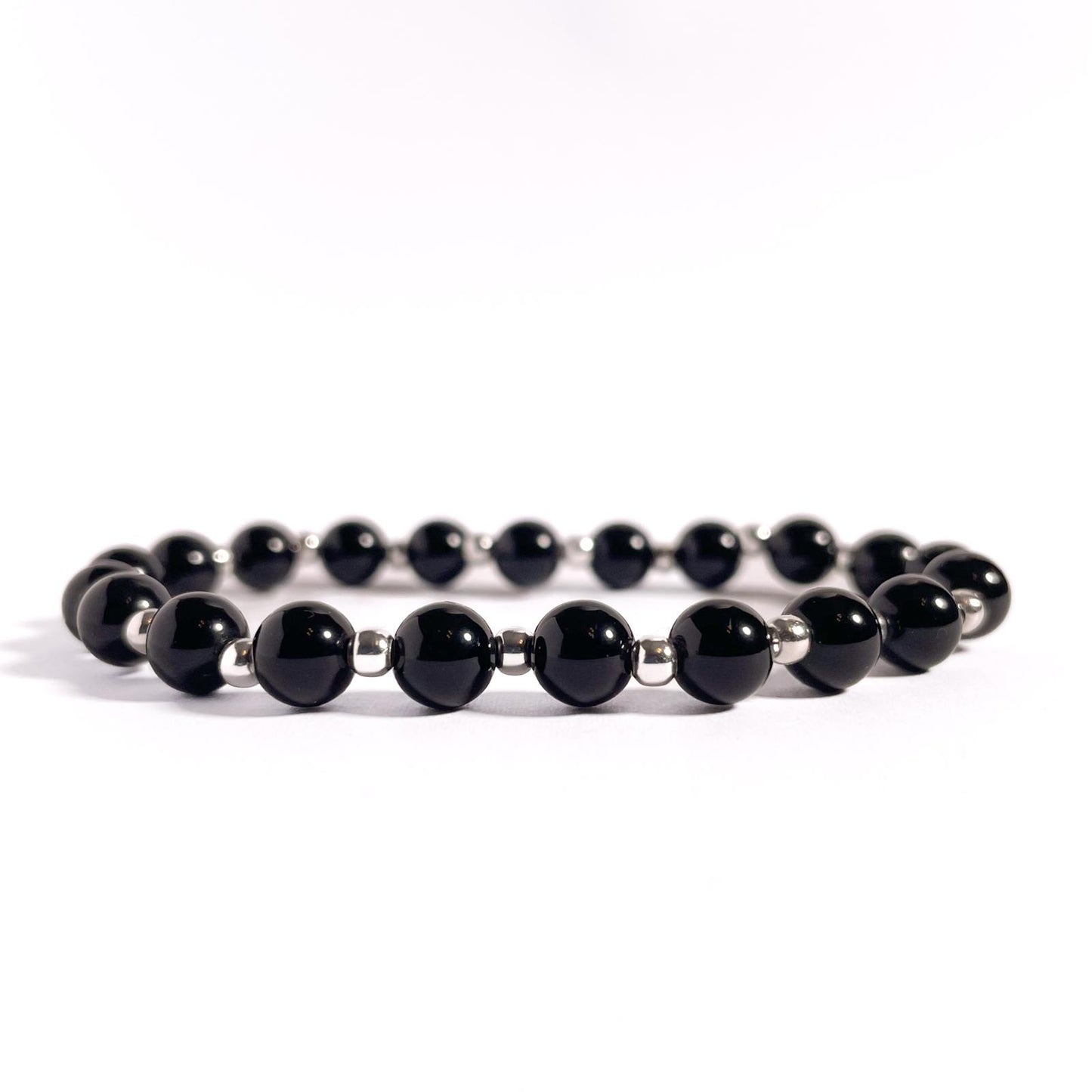 Onix negru cu bile din argint 925, 6 mm, unisex