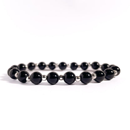 Onix negru cu bile din argint 925, 6 mm, unisex