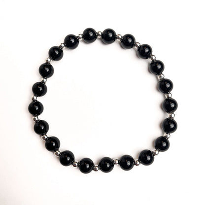 Onix negru cu bile din argint 925, 6 mm, unisex