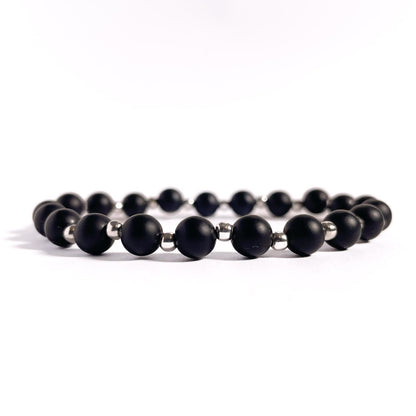 Onix mat cu bile din argint 925, 6 mm, unisex