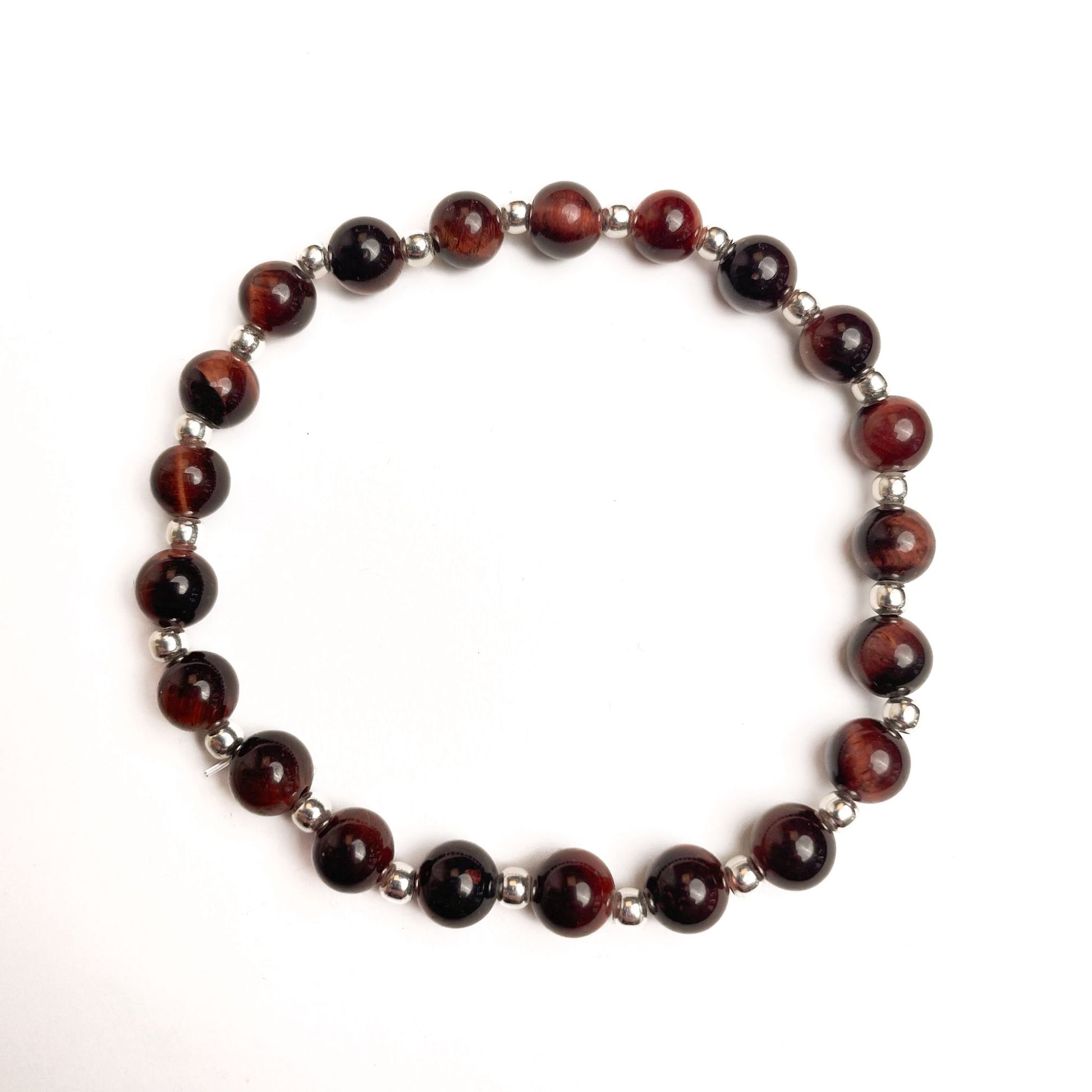Brățară Red Tiger Eye cu bile din argint 925, 6 mm, unisex