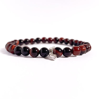 Brățară Red Tiger Eye cu element central din argint 925, 6 mm