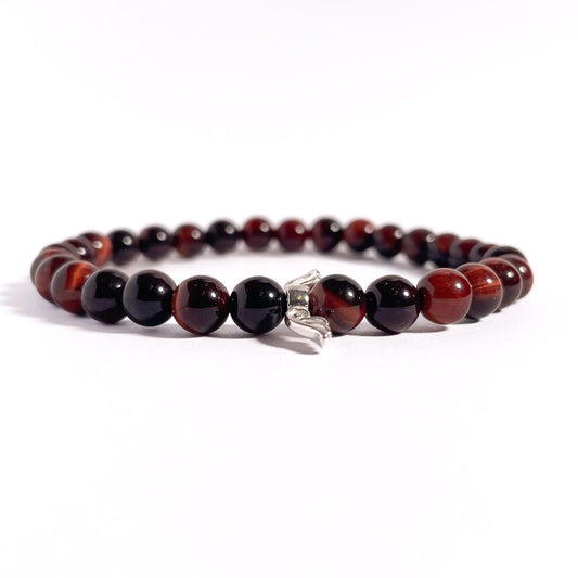 Brățară Red Tiger Eye cu element central din argint 925, 6 mm