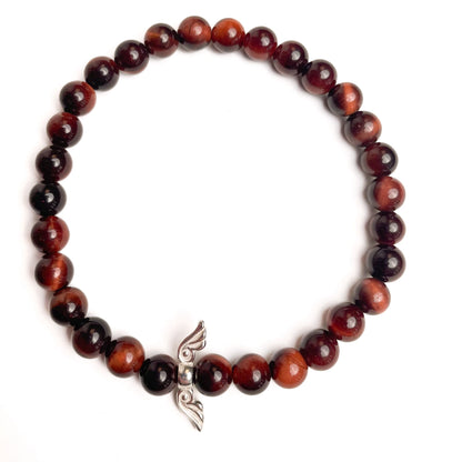 Brățară Red Tiger Eye cu element central din argint 925, 6 mm