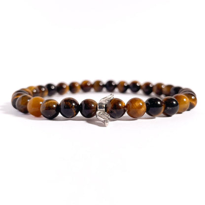 Brățară Tiger Eye cu element central din argint 925, 6 mm