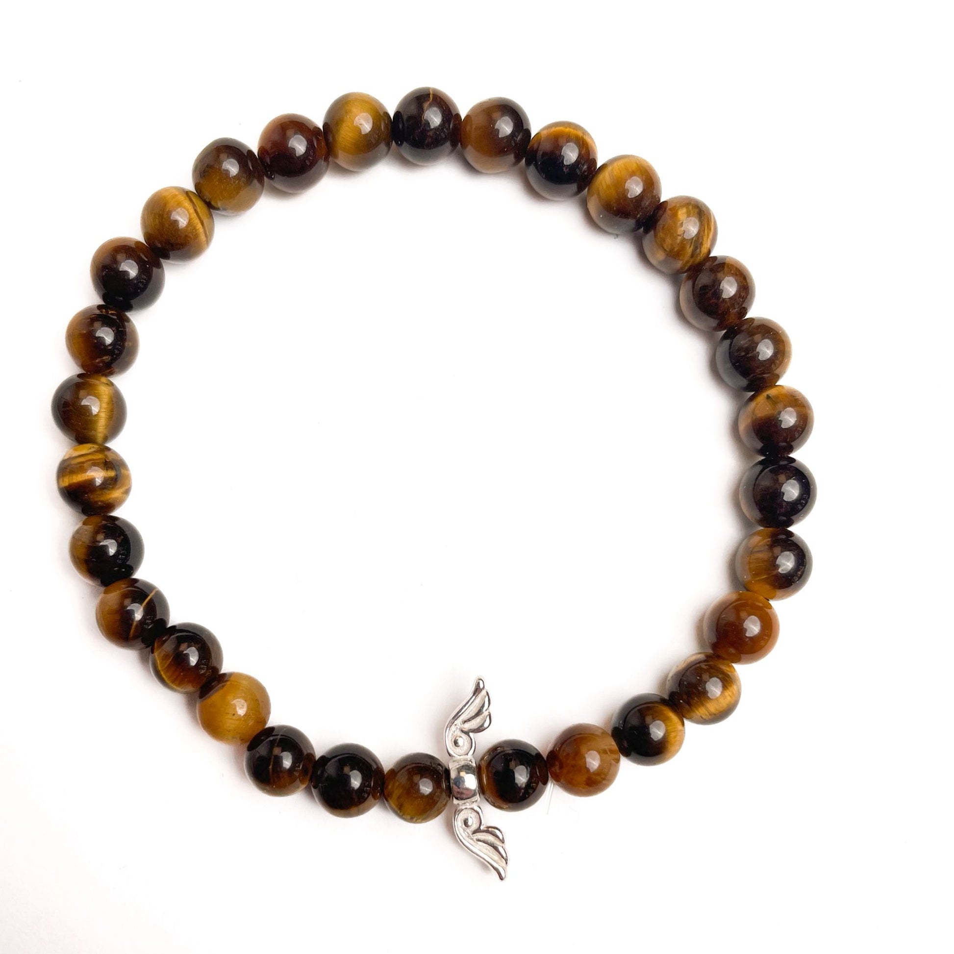 Brățară Tiger Eye cu element central din argint 925, 6 mm