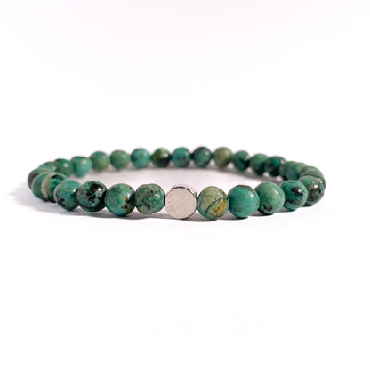 Brățară Turcoaz African 6 mm cu element din argint 925 (0,87 g) pe elastic