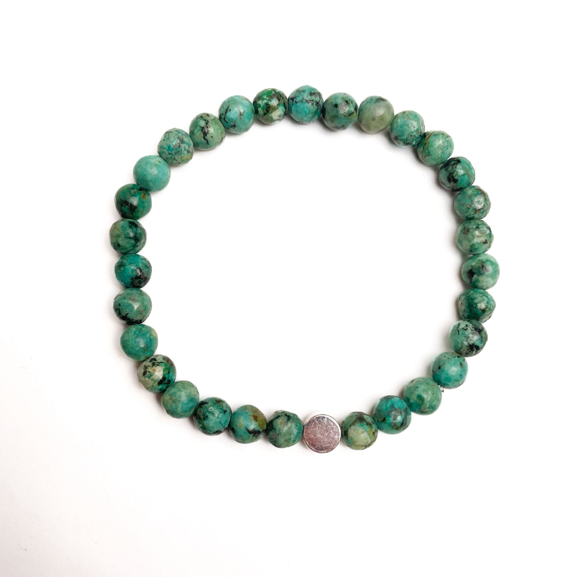 Brățară Turcoaz African 6 mm cu element din argint 925 (0,87 g) pe elastic