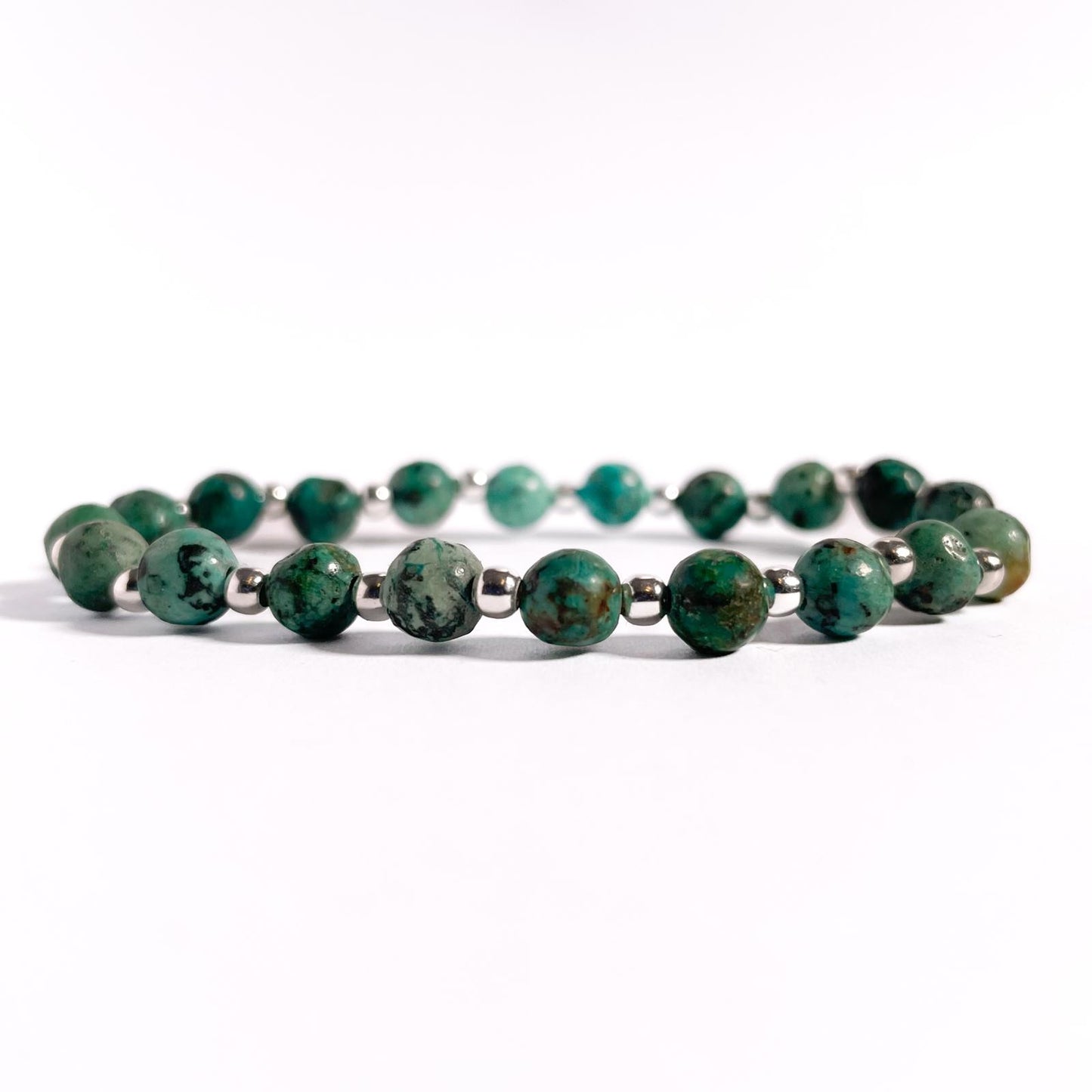 Brățară Turcoaz African cu bile din argint 925, 6 mm, unisex