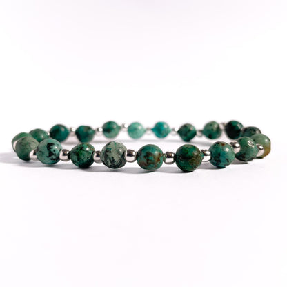 Brățară Turcoaz African cu bile din argint 925, 6 mm, unisex