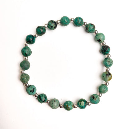 Brățară Turcoaz African cu bile din argint 925, 6 mm, unisex