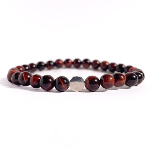 brățară red tiger eye 6 mm cu element din argint 925