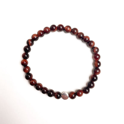 brățară red tiger eye 6 mm cu element din argint 925